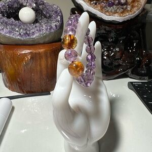 Amethyst and Citrine Beaded Bracelet